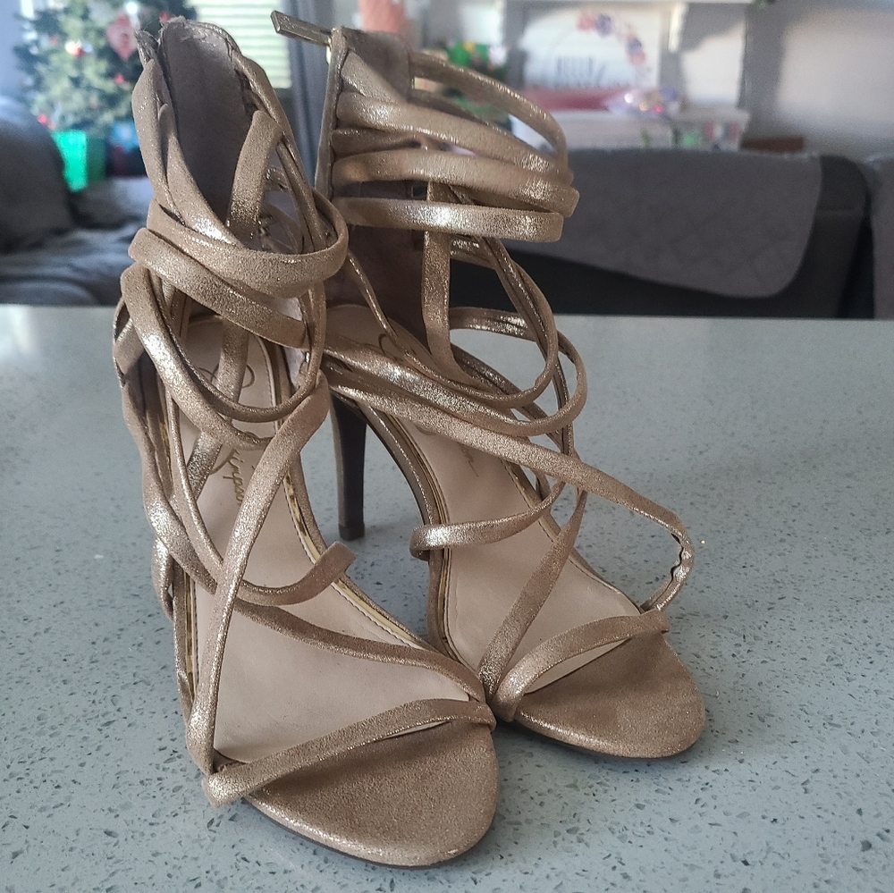 Jessica Simpson shimmery gold heels-Size 6